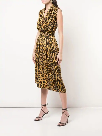 Shop Adam Lippes Leopard Print Midi Dress In Gold