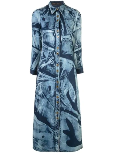 Shop Proenza Schouler Bleached Denim Shirt Dress In Blue