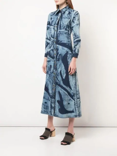 Shop Proenza Schouler Bleached Denim Shirt Dress In Blue