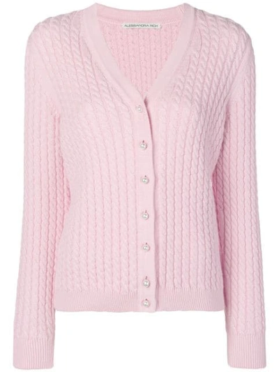 Shop Alessandra Rich Knitted Cardigan In Pink