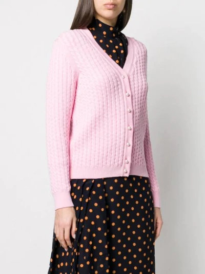 Shop Alessandra Rich Knitted Cardigan In Pink