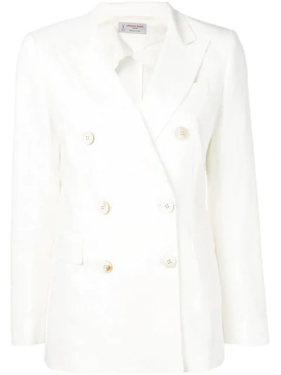 Shop Alberto Biani Double Buttoned Blazer In White