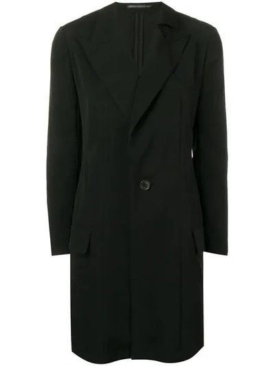 Shop Yohji Yamamoto Mantel Mit Ziernähten - Schwarz In Black