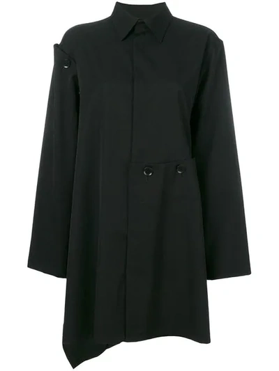 Shop Yohji Yamamoto Asymmetric High Low Shirt In 1 Black