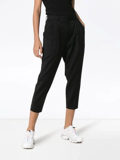 Shop Ader Error Cropped Wool-blend Trousers In Black