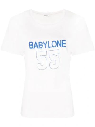 Shop Saint Laurent Babylone Print T-shirt In Neutrals