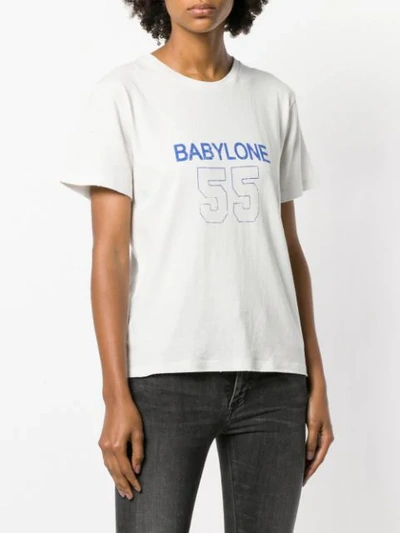 Shop Saint Laurent Babylone Print T-shirt In Neutrals