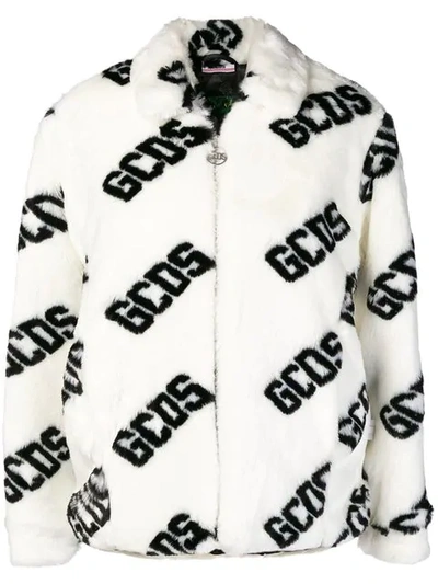 Shop Gcds Puffer Logo Jacket - White