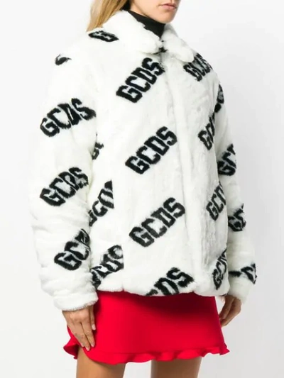 Shop Gcds Puffer Logo Jacket - White