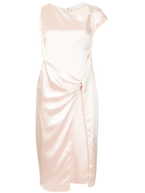Dion Lee Twist Sleeve Draped Dress In Pink | ModeSens