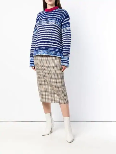 Shop Calvin Klein 205w39nyc Striped Knit Sweater In Blue