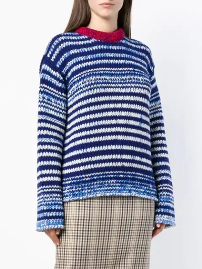 Shop Calvin Klein 205w39nyc Striped Knit Sweater In Blue
