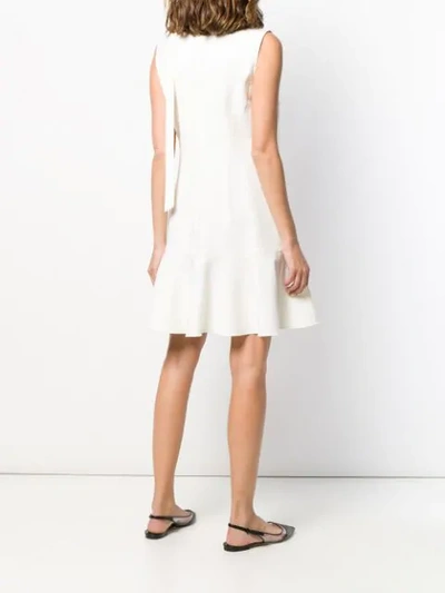 VALENTINO 系领带直筒连衣裙 - 白色