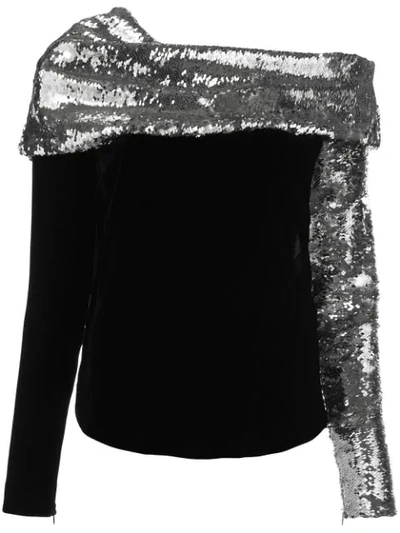 Shop Monse Sequin Embellished Sweatshirt In Black ,silver