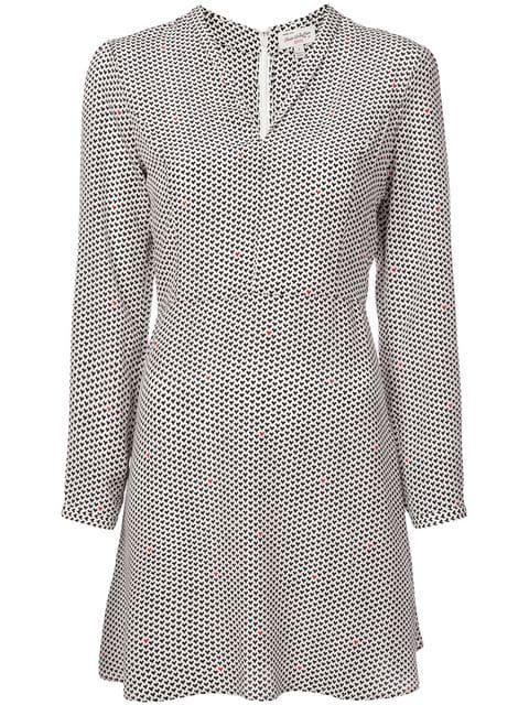white v neck shift dress