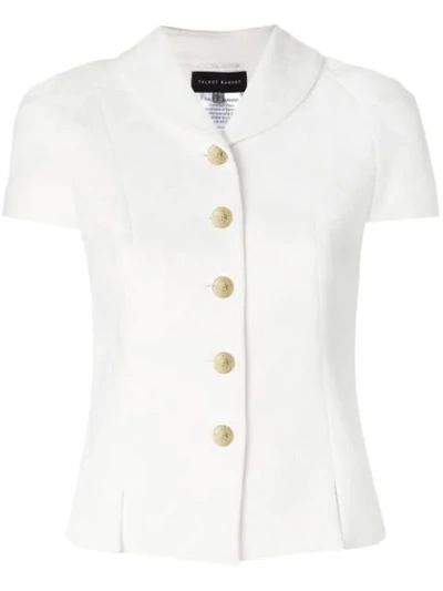 Shop Talbot Runhof Fitted Short-sleeved Jacket In White