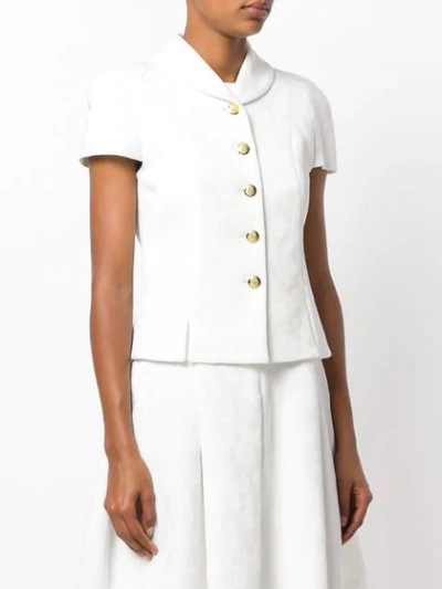Shop Talbot Runhof Fitted Short-sleeved Jacket In White