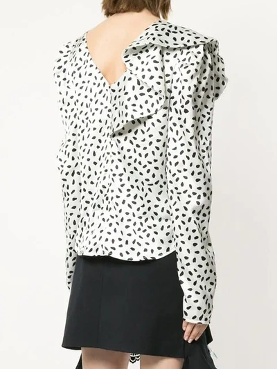 Shop Self-portrait Printed Flared Blouse In White