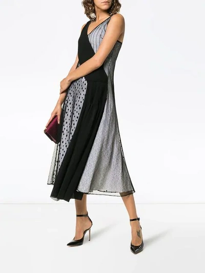 Shop Adeam Art Deco Lace And Polka Dot Slip Dress In Black