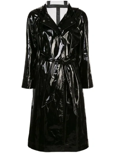 ALEXA CHUNG WET-LOOK TRENCH COAT - 黑色