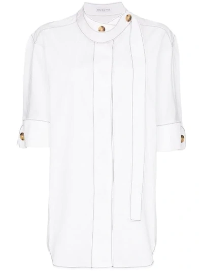 Shop Rejina Pyo Contrast-stitch Oversized Shirt In White