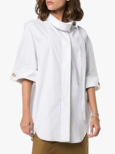 Shop Rejina Pyo Contrast-stitch Oversized Shirt In White
