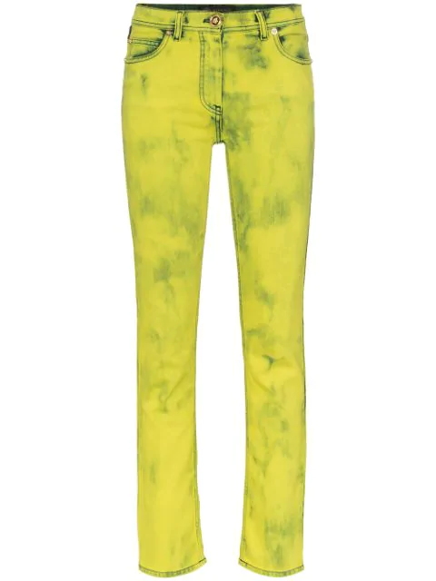 yellow acid wash jeans