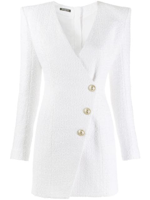 balmain one shoulder blazer dress