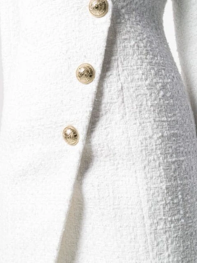 Shop Balmain Asymmetric Buttoned Mini Dress In White