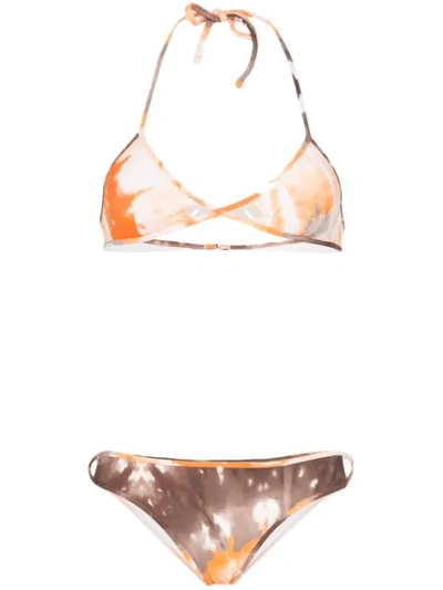 Shop Ack Linea Tie-dye Bikini In Orange