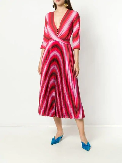 Shop Marco De Vincenzo Striped Pleated Dress In Pink