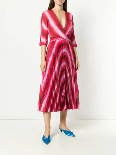 Shop Marco De Vincenzo Striped Pleated Dress In Pink