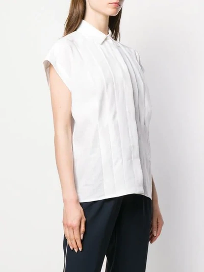 Shop Max Mara Short Sleeved Pleated Shirt - White
