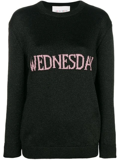 Alberta Ferretti Oversized Wednesday Lurex Knit Sweater In Black