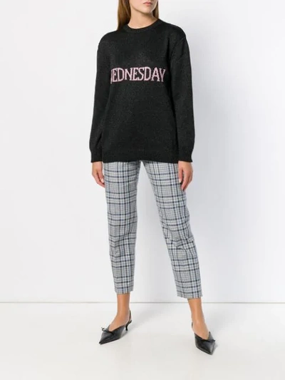 Alberta Ferretti Oversized Wednesday Lurex Knit Sweater In Black