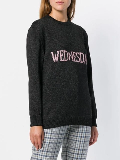 Alberta Ferretti Oversized Wednesday Lurex Knit Sweater In Black