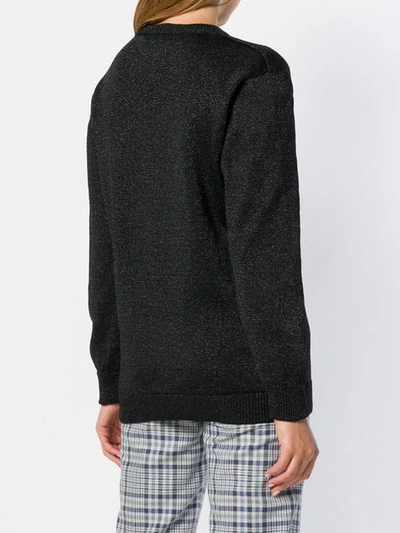 Alberta Ferretti Oversized Wednesday Lurex Knit Sweater In Black