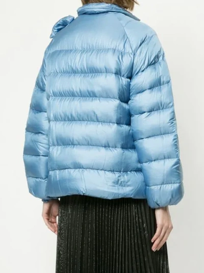 Shop Red Valentino Bow Detail Puffer Jacket - Blue