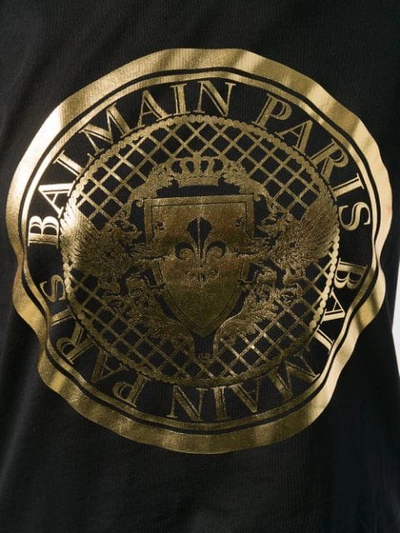 Shop Balmain Metallic Emblem Logo T-shirt In Black