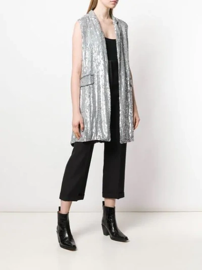 Shop P.a.r.o.s.h Sequinned Sleeveless Jacket In Silver