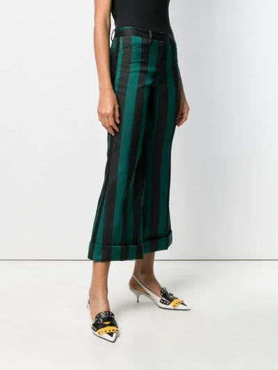 Shop N°21 Striped Cropped Trousers In Black