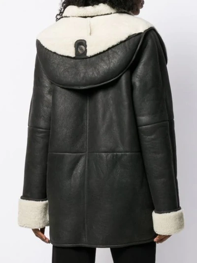 Shop Loewe Shearling-trimmed Coat In Black