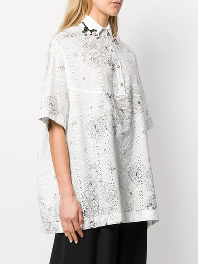 Shop Antonio Marras Floral Print Oversized Shirt In White