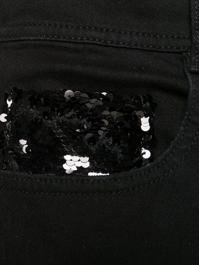 Shop Iceberg Patchwork Logo Cropped Jeans In Black