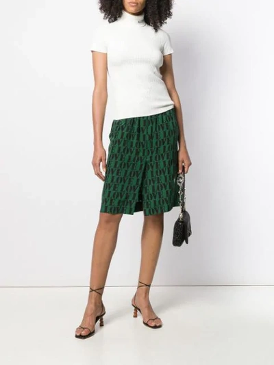 Shop Valentino Contrast Logo Ribbed Knit Top In Neutrals