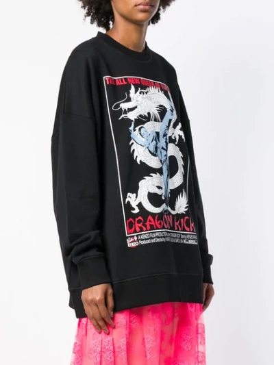Shop Kenzo Dragon Printed Knitted Top In Black