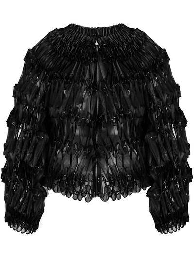 Shop Comme Des Garçons Ribbon Embellished Bomber Jacket In Black