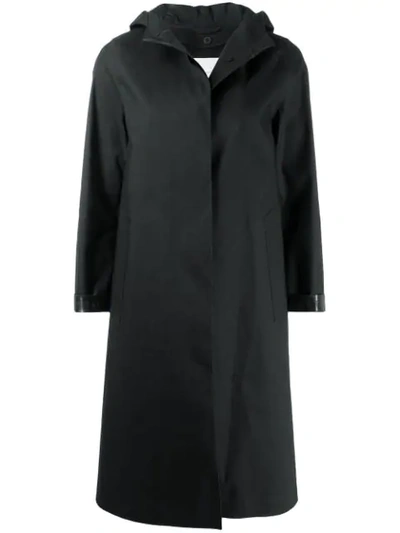 Shop Mackintosh Chryston Bonded Cotton Hooded Coat In Black