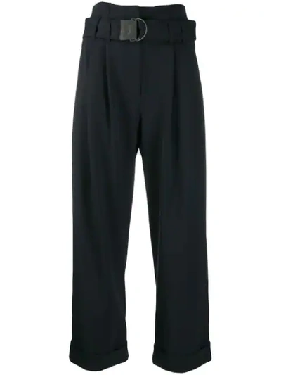 BRUNELLO CUCINELLI BELTED CROPPED TROUSERS - 蓝色