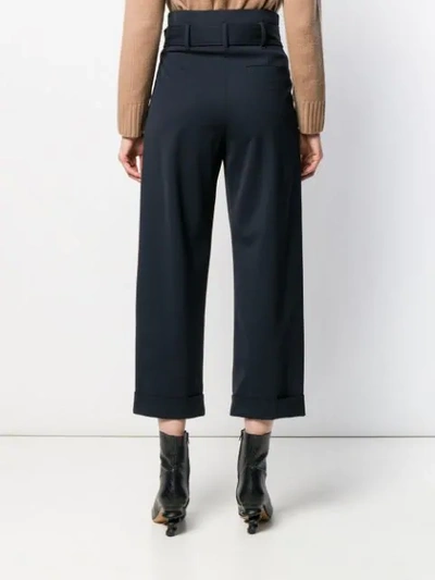 BRUNELLO CUCINELLI BELTED CROPPED TROUSERS - 蓝色